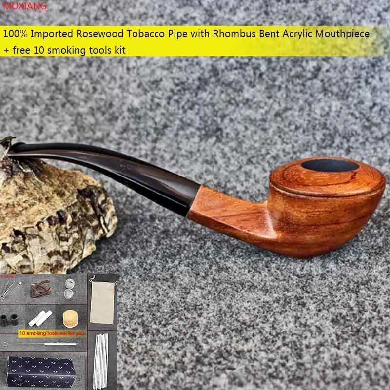MUXIANG 10 Tools Kit Handmade kevazingo wood Smoking Pipe with Rhombus Bent Acrylic Mouthpiece 3mm Filter Beginner Pipe ad0031
MUXIANG 10 Tools Kit Handmade kevazingo wood Smoking Pipe with Rhombus Bent Acrylic Mouthpiece 3mm Filter Beginner Pipe ad0031