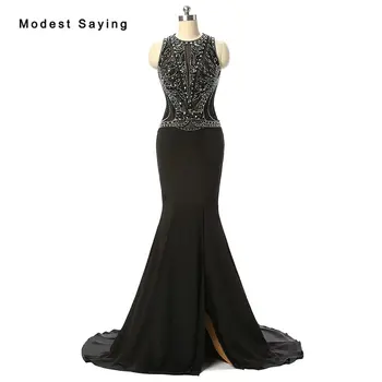 Luxury See Through Black Mermaid Beaded Evening Dresses 2017 with Rhinestone Women Sexy Long Party Prom Gowns robe de soiree
Luxury See Through Black Mermaid Beaded Evening Dresses 2017 with Rhinestone Women Sexy Long Party Prom Gowns robe de soiree