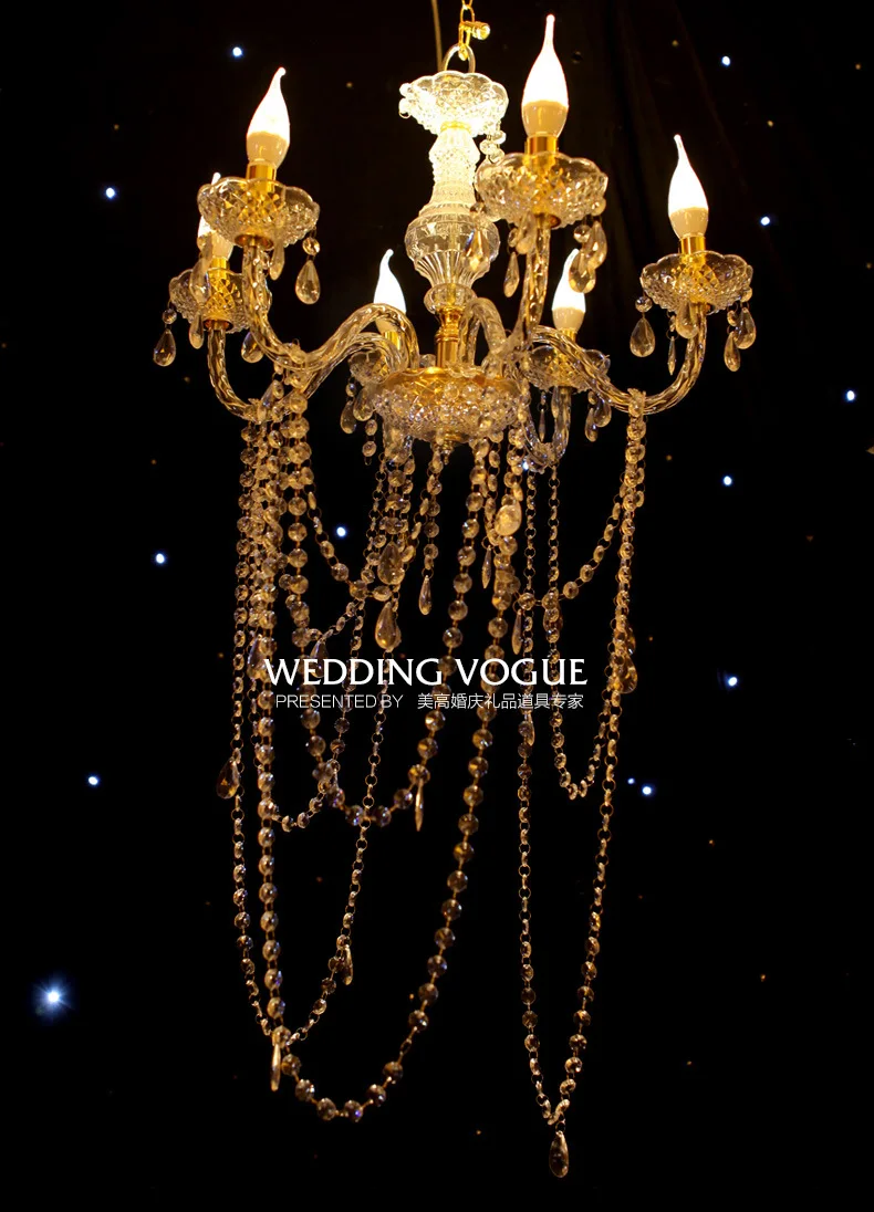 2018 New 6 heads lights crystal chandelier with acrylic crystal bead for wedding decoration
2018 New 6 heads lights crystal chandelier with acrylic crystal bead for wedding decoration