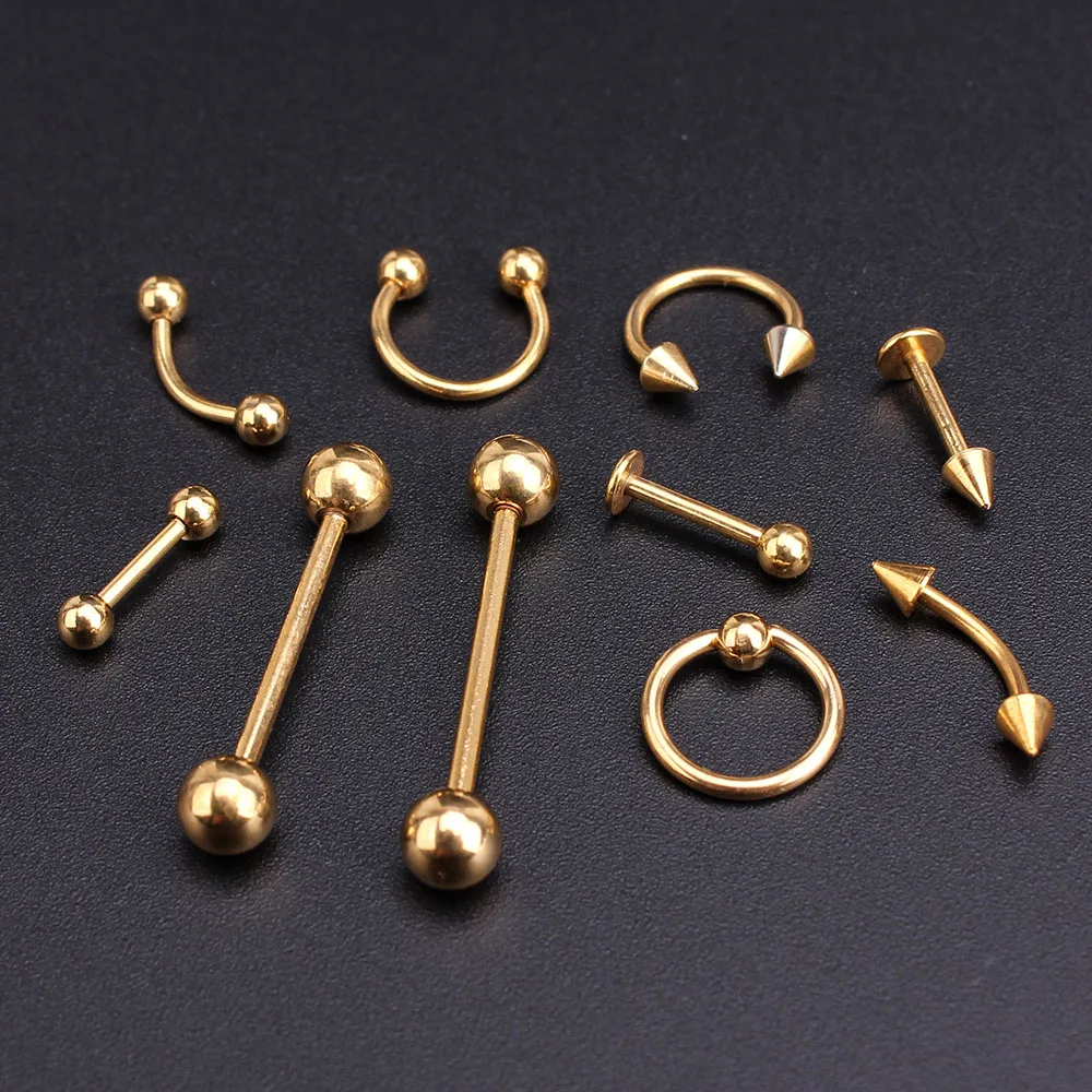 Wholesale 100pcs Lot Gold Colour Body Piercing Stainless Steel Eyebrow Lip Nose Jewellery Tongue Tragus Labret Bar Rings
Wholesale 100pcs Lot Gold Colour Body Piercing Stainless Steel Eyebrow Lip Nose Jewellery Tongue Tragus Labret Bar Rings