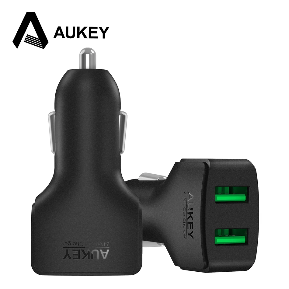 Image Aukey Micro Auto Universal Dual 2 Port USB Car Charger Adapter For iPhone iPad 4.8A Mini Charger Cigar Socket For HTC Samsung LG