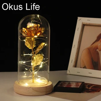 HOT Rose Beauty And The Beast Rose In Flask Gold-plated Red Rose With LED Light In Glass Dome For Wedding Party Mother's Day Gif
HOT Rose Beauty And The Beast Rose In Flask Gold-plated Red Rose With LED Light In Glass Dome For Wedding Party Mother's Day Gif