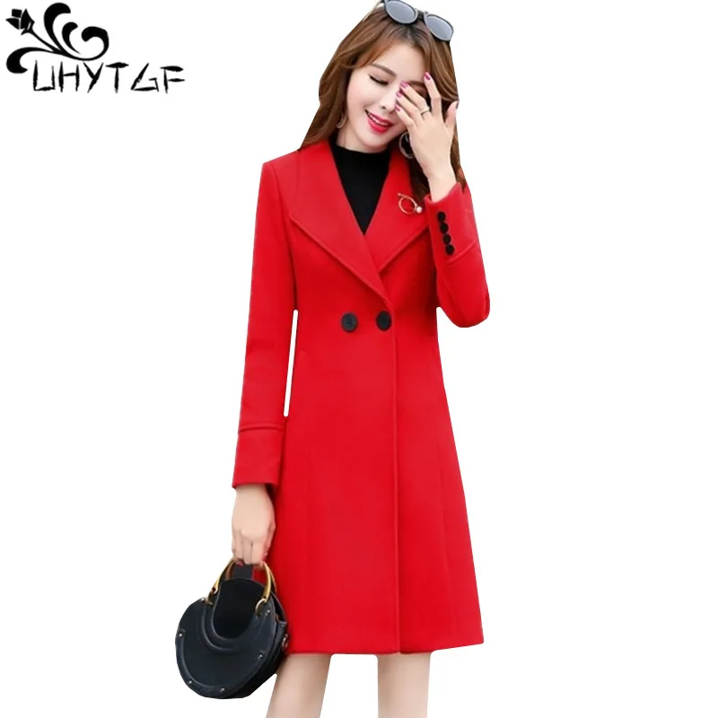 UHYTGF Thin double-breasted Autumn Winter wool coat Fashion cashmere slim long Woolen coat Elegant women plus size outerwear 169
UHYTGF Thin double-breasted Autumn Winter wool coat Fashion cashmere slim long Woolen coat Elegant women plus size outerwear 169
