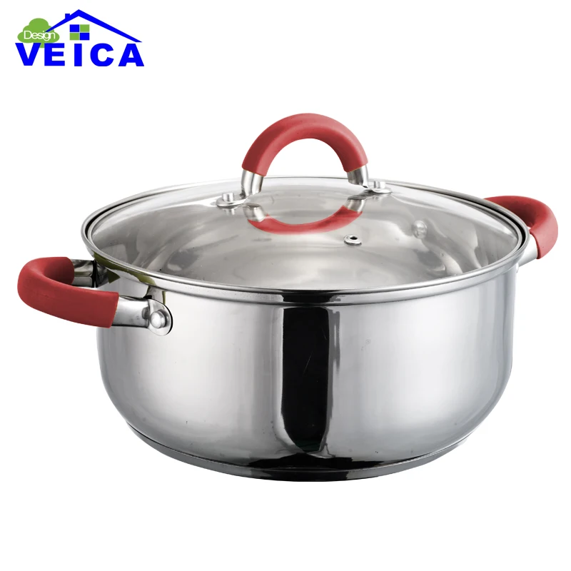 High Quality 24cm Red Welding polishing Stainless Silicone handles Silver Steel Set Little Thick Cooking Pot Ruled Cookware
High Quality 24cm Red Welding polishing Stainless Silicone handles Silver Steel Set Little Thick Cooking Pot Ruled Cookware