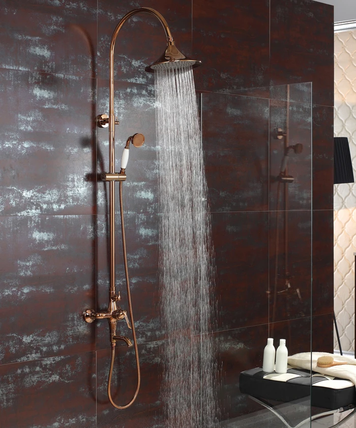 Free ship Rose gold clour Rainfall shower tub faucet mixer tap with handshower
Free ship Rose gold clour Rainfall shower tub faucet mixer tap with handshower