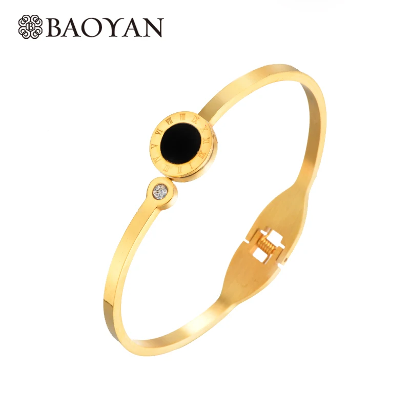 Baoyan Black Shell Cubic Zirconia Luxury Gold Bangle For Women Love Ladies Bangles and Bracelets Stainless Steel Jewelry Woman
Baoyan Black Shell Cubic Zirconia Luxury Gold Bangle For Women Love Ladies Bangles and Bracelets Stainless Steel Jewelry Woman