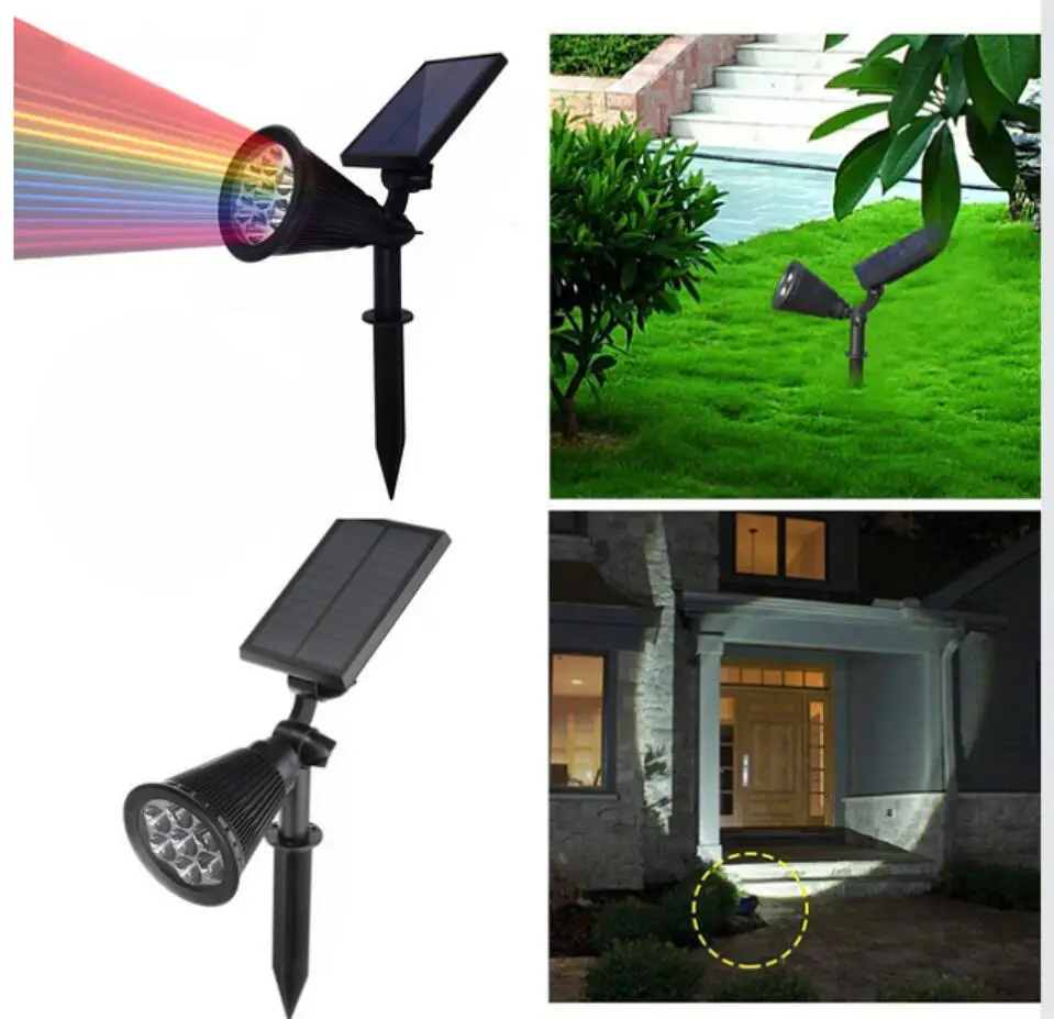 7 LED Lights Solar Spotlights For outdoor Courtyard lawn Energy saving and long life 7 Color changeable illumination
7 LED Lights Solar Spotlights For outdoor Courtyard lawn Energy saving and long life 7 Color changeable illumination