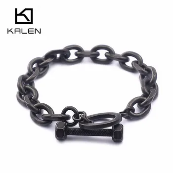 KALEN Vintage Oxidized Dark Link Chain Bracelets Men Stainless Steel Brushed Matte Chain & Link Wrist Bracelets Rock Jewelry
KALEN Vintage Oxidized Dark Link Chain Bracelets Men Stainless Steel Brushed Matte Chain & Link Wrist Bracelets Rock Jewelry