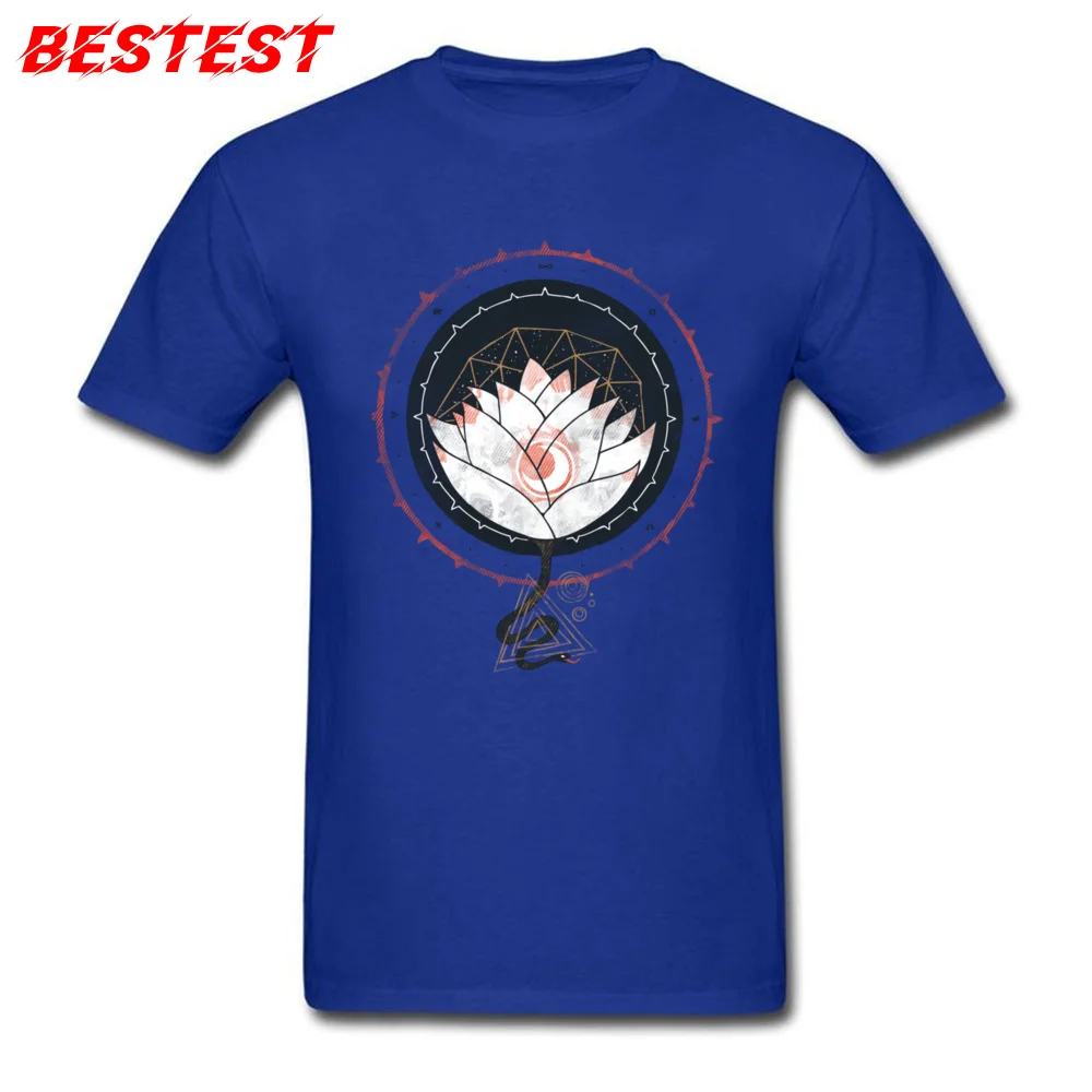 Pure Cotton Adult Short Sleeve Lotus T-shirts Summer Tops Shirts Prevalent Design O-Neck T Shirt Wholesale Lotus blue