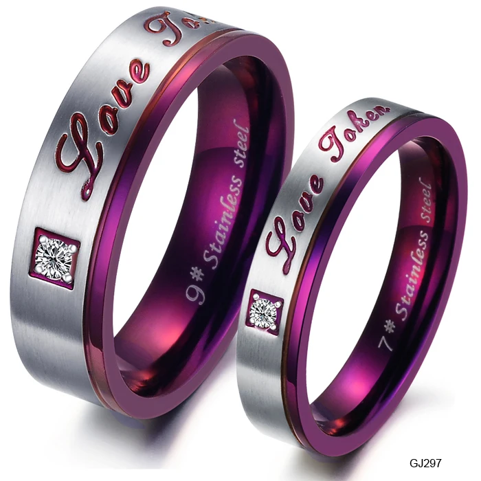 Purple Classic Titanium Steel Couples Lovers Ring Shining Fashion Jewelry Letters couple Ring (20pcs/lot) N297 Free shipping
Purple Classic Titanium Steel Couples Lovers Ring Shining Fashion Jewelry Letters couple Ring (20pcs/lot) N297 Free shipping