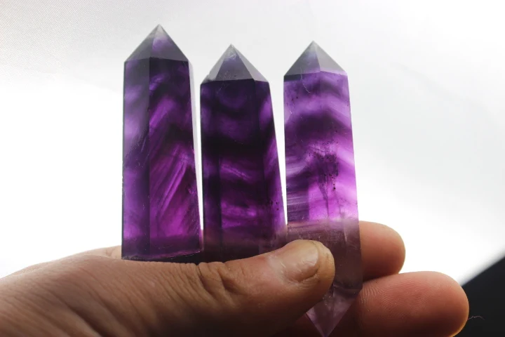 TOP!!! 3 PCS natural purple stripes fluorite crystals double terminated wand treatment
TOP!!! 3 PCS natural purple stripes fluorite crystals double terminated wand treatment