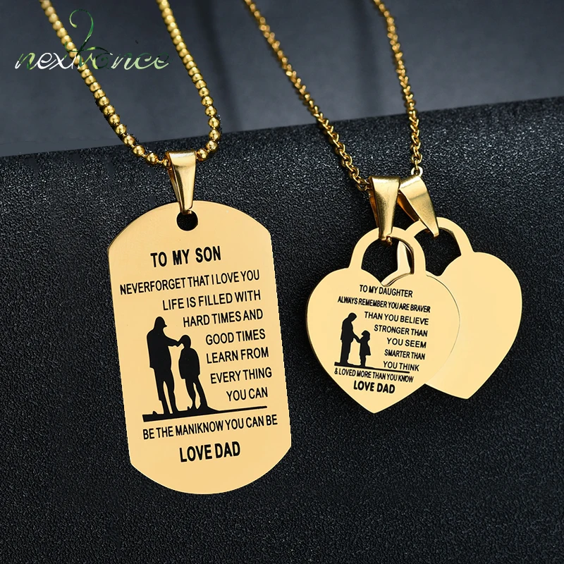 Nextvance Dad To Daughter Heart Pendant Necklace Father Girl Engraving Words Love Necklaces For Birthday Gift Bijoux Femme | Украшения и