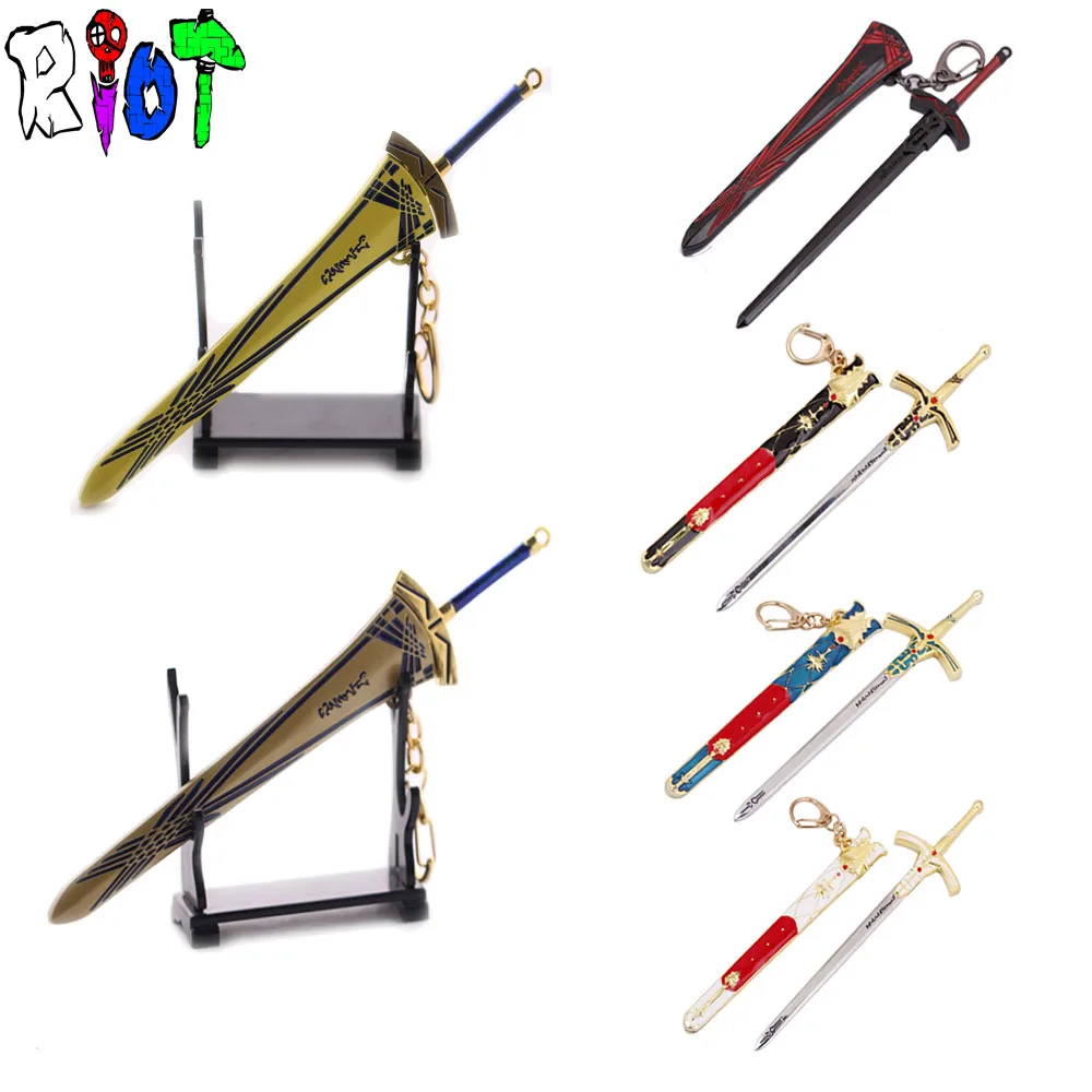 6 types anime Fate/stay night Excalibur weapon model keychain sword and sheath sets two-piece High quality Artware key holder
6 types anime Fate/stay night Excalibur weapon model keychain sword and sheath sets two-piece High quality Artware key holder
