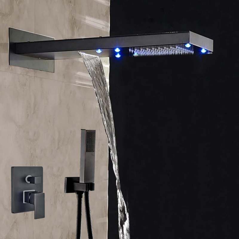 Creative Oil Rubbed Bronze Color Changing LED Shower Head 3 Ways Mixer Shower Faucet Tub Spout Mixer Tap W/ Hand Shower
Creative Oil Rubbed Bronze Color Changing LED Shower Head 3 Ways Mixer Shower Faucet Tub Spout Mixer Tap W/ Hand Shower