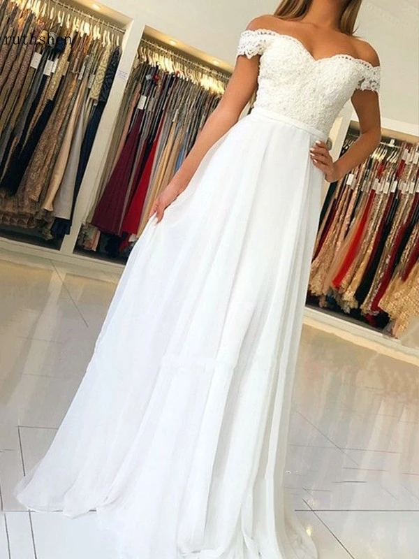 New Long Chiffon Prom Dress Elegant Off The Shoulder Floor-Length Lace Appliques White Formal Party Gowns Vestido De Fiesta
New Long Chiffon Prom Dress Elegant Off The Shoulder Floor-Length Lace Appliques White Formal Party Gowns Vestido De Fiesta
