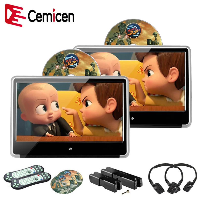 Cemicen 2PCS 11.6 Inch Car Headrest IPS Screen Monitor HD 1080P Video Touch Screen DVD Player HDMI/USB/SD/Game/IR/FM/Speaker
Cemicen 2PCS 11.6 Inch Car Headrest IPS Screen Monitor HD 1080P Video Touch Screen DVD Player HDMI/USB/SD/Game/IR/FM/Speaker