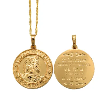 Light Gold Color/Silver Color Saint Christophe Pendant Necklaces for Women Religious Jewelry St. Christopher Protect Me #J0407
Light Gold Color/Silver Color Saint Christophe Pendant Necklaces for Women Religious Jewelry St. Christopher Protect Me #J0407