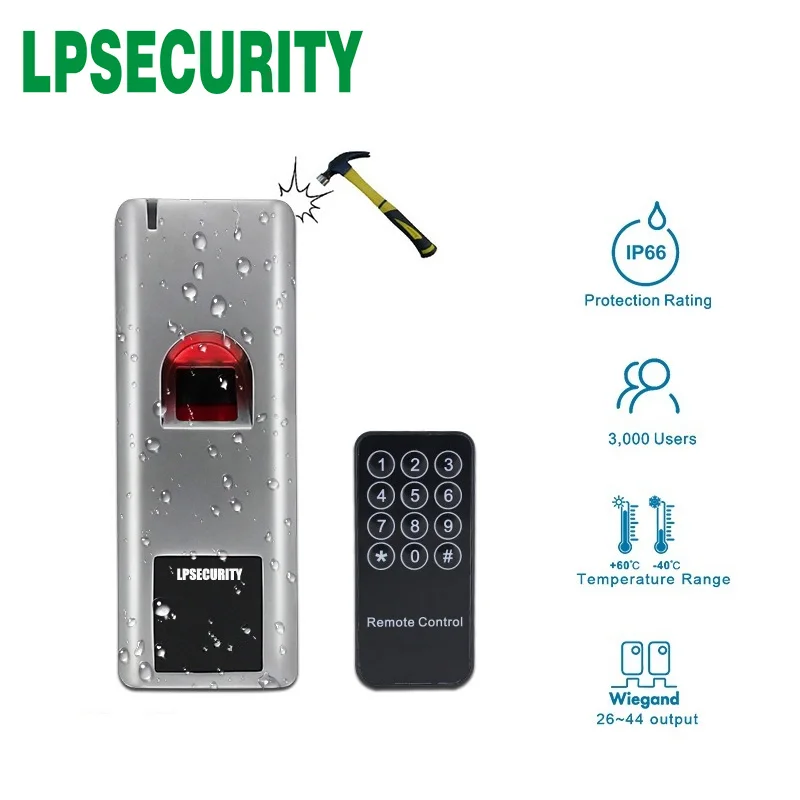 LPSECURITY 1000 users waterproof Metal Case RFID Biometric Fingerprint Access Control reader WG26 output for Door Lock
LPSECURITY 1000 users waterproof Metal Case RFID Biometric Fingerprint Access Control reader WG26 output for Door Lock