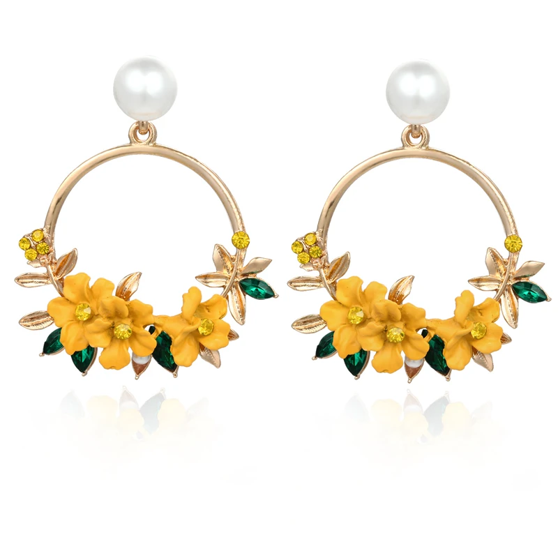 Korean Popular Pearl Earrings Crystal Geometric Circle yellow Flower Dangle Drop Earrings For Women Earings Fashion Jewelry 2019
Korean Popular Pearl Earrings Crystal Geometric Circle yellow Flower Dangle Drop Earrings For Women Earings Fashion Jewelry 2019