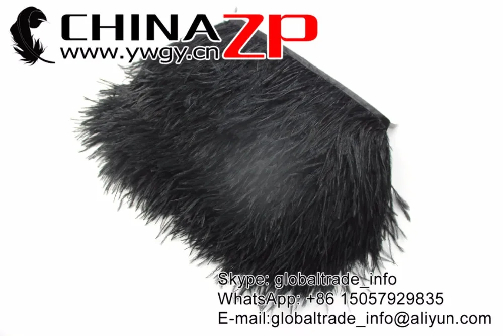 Black Ostrich Feather Trim Fringe (2)