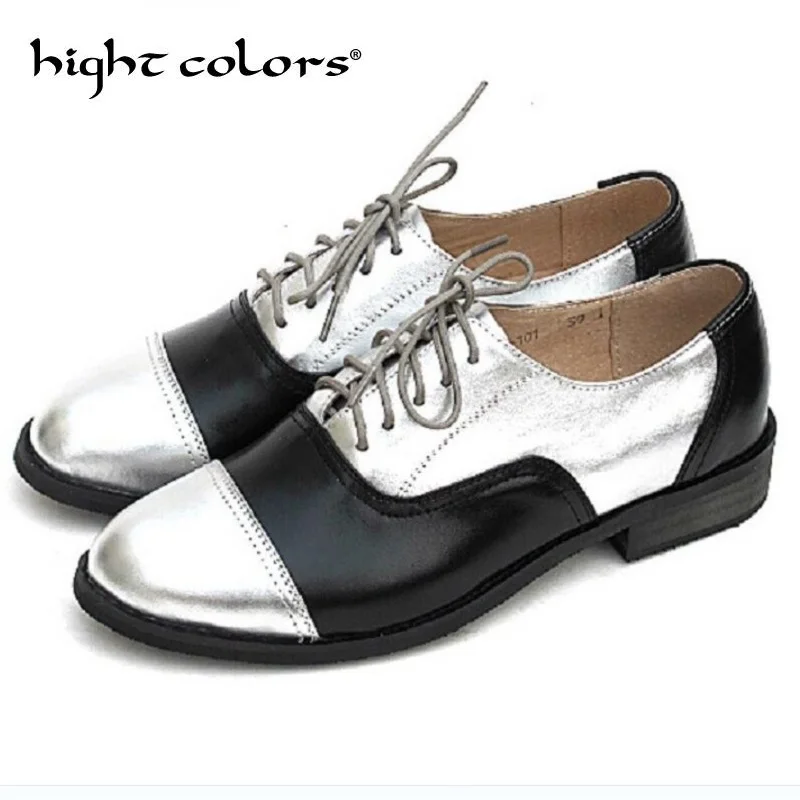 Fashion British Style Gold Sliver Mixed Color Genuine Leather Flat Shoes Woman Lace Up Big Size Brogue Oxford Shoes For Women
Fashion British Style Gold Sliver Mixed Color Genuine Leather Flat Shoes Woman Lace Up Big Size Brogue Oxford Shoes For Women
