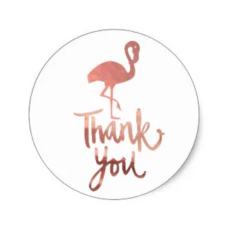 3.8cm rose gold flamingo thank you classic round sticker 
3.8cm rose gold flamingo thank you classic round sticker