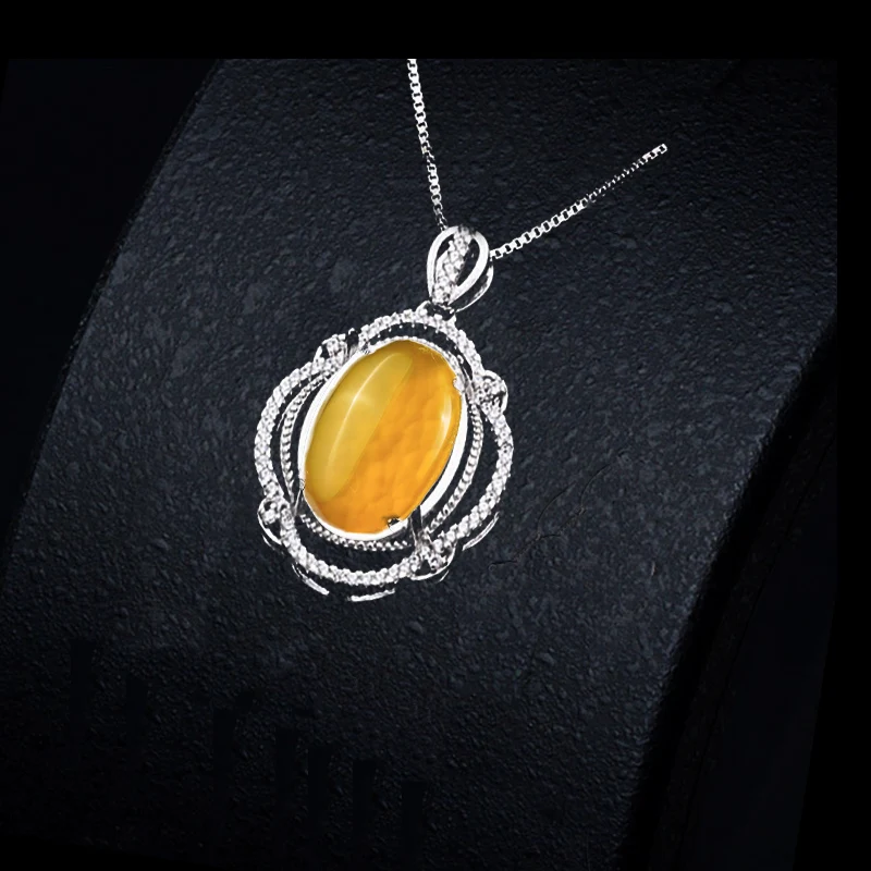 

NOT FAKE S925 Sterling Silver Israel Amber Pedants Artisan Baltic Antique For necklace lithuania Chalcedony Yellow