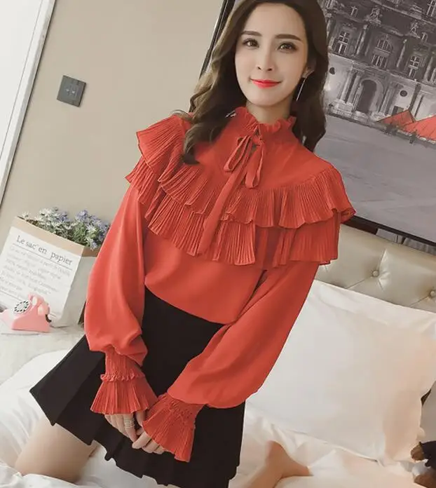 2019 Autumn New Arrival High Quality Hot Sale Korean Bowknot Stand Collar Long Sleeve Ruffles Woman Chiffon Blouse
2019 Autumn New Arrival High Quality Hot Sale Korean Bowknot Stand Collar Long Sleeve Ruffles Woman Chiffon Blouse