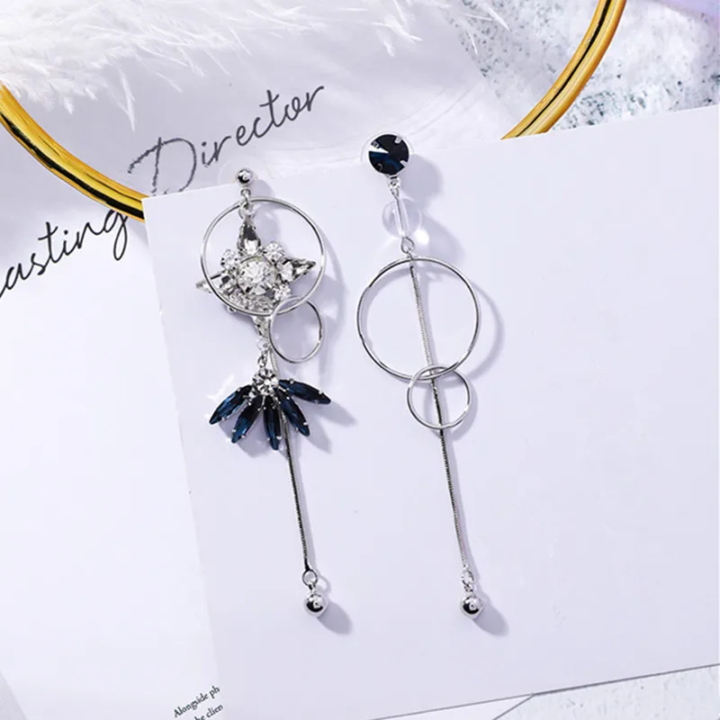 Fashion New Crystal Flower Geometric Round Circle Asymmetry Long Tassel Drop Earrings Elegant Korean Women Oorbellen 6A1029
Fashion New Crystal Flower Geometric Round Circle Asymmetry Long Tassel Drop Earrings Elegant Korean Women Oorbellen 6A1029