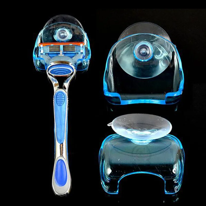 1Pcs-New-Practical-Clear-Blue-Plastic-Super-Razor-Holder-with-Suckers-Suction-Cup-Shaver-Storage-Rack