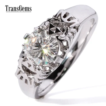 Gorgeous Transgems 1 Carat ct GH white color lab moissanite diamond engagement wedding ring for women solid 9k/14k white gold 
Gorgeous Transgems 1 Carat ct GH white color lab moissanite diamond engagement wedding ring for women solid 9k/14k white gold