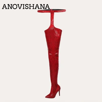 ANOVISHANA Over knee Waist high boots Extreme Long Buckle Snake print Pointed toe stiletto Thin high heels Zipper Spring Autum
ANOVISHANA Over knee Waist high boots Extreme Long Buckle Snake print Pointed toe stiletto Thin high heels Zipper Spring Autum