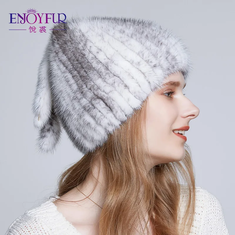 ENJOYFUR Natural Mink Fur Winter Hats For Women Three Tails Type Fur Hat High Quality Luxury Knitted Caps
ENJOYFUR Natural Mink Fur Winter Hats For Women Three Tails Type Fur Hat High Quality Luxury Knitted Caps
