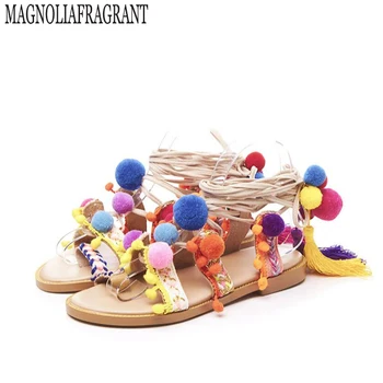 Woman Sandals Handmade Rome gladiator sandals women flat shoes Fringed Tie Up Open Toe Sandals Fur Cross Strap PomPom Sandals 5
Woman Sandals Handmade Rome gladiator sandals women flat shoes Fringed Tie Up Open Toe Sandals Fur Cross Strap PomPom Sandals 5