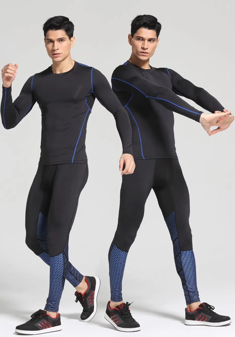 Image on 2 man of t-shirt from the front Men's compression t-shirt & pants for sport. 2 pieces Men's compression t-shirt & pants for sport Foto on 2 man of t-shirt from the front Men's compression t-shirt & pants for sport. 2 pieces Men's compression t-shirt & pants for sport