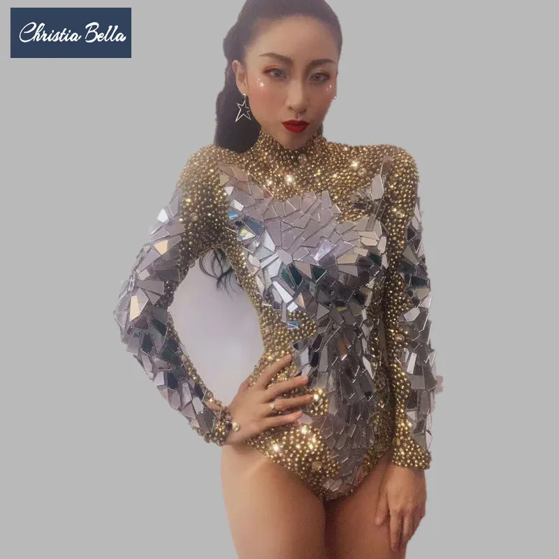 Women Gold Rhinestones Bodysuit Long Sleeve Sequins Leotard Pole Dancing Catsuit Stretch Jumpsuit Nightclub Dj Singer Costumes
Women Gold Rhinestones Bodysuit Long Sleeve Sequins Leotard Pole Dancing Catsuit Stretch Jumpsuit Nightclub Dj Singer Costumes