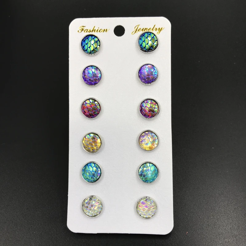 6pairs/lot Fish Scale Ear Stud Mermaid Series Resin Stud Earrings Shellhard Colorful Beads Earring For Woman Trendy Jewelry
6pairs/lot Fish Scale Ear Stud Mermaid Series Resin Stud Earrings Shellhard Colorful Beads Earring For Woman Trendy Jewelry