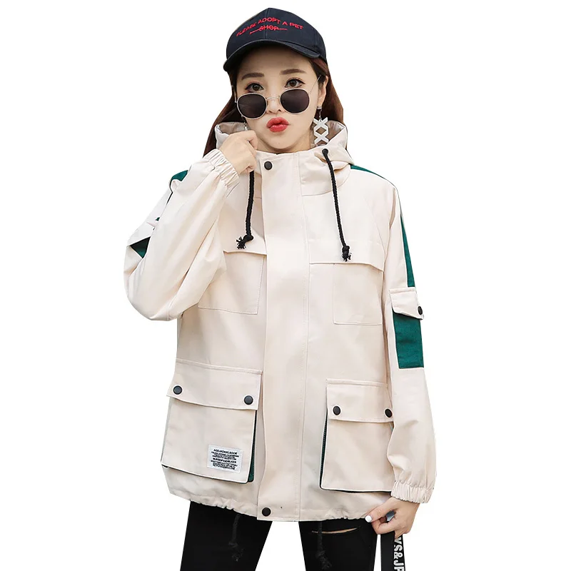 2019 Autumn New Pattern Loose Coat Women Work Clothes Casual Zipper Drawstring Hooded Jacket Patchwork Color Jackets
2019 Autumn New Pattern Loose Coat Women Work Clothes Casual Zipper Drawstring Hooded Jacket Patchwork Color Jackets