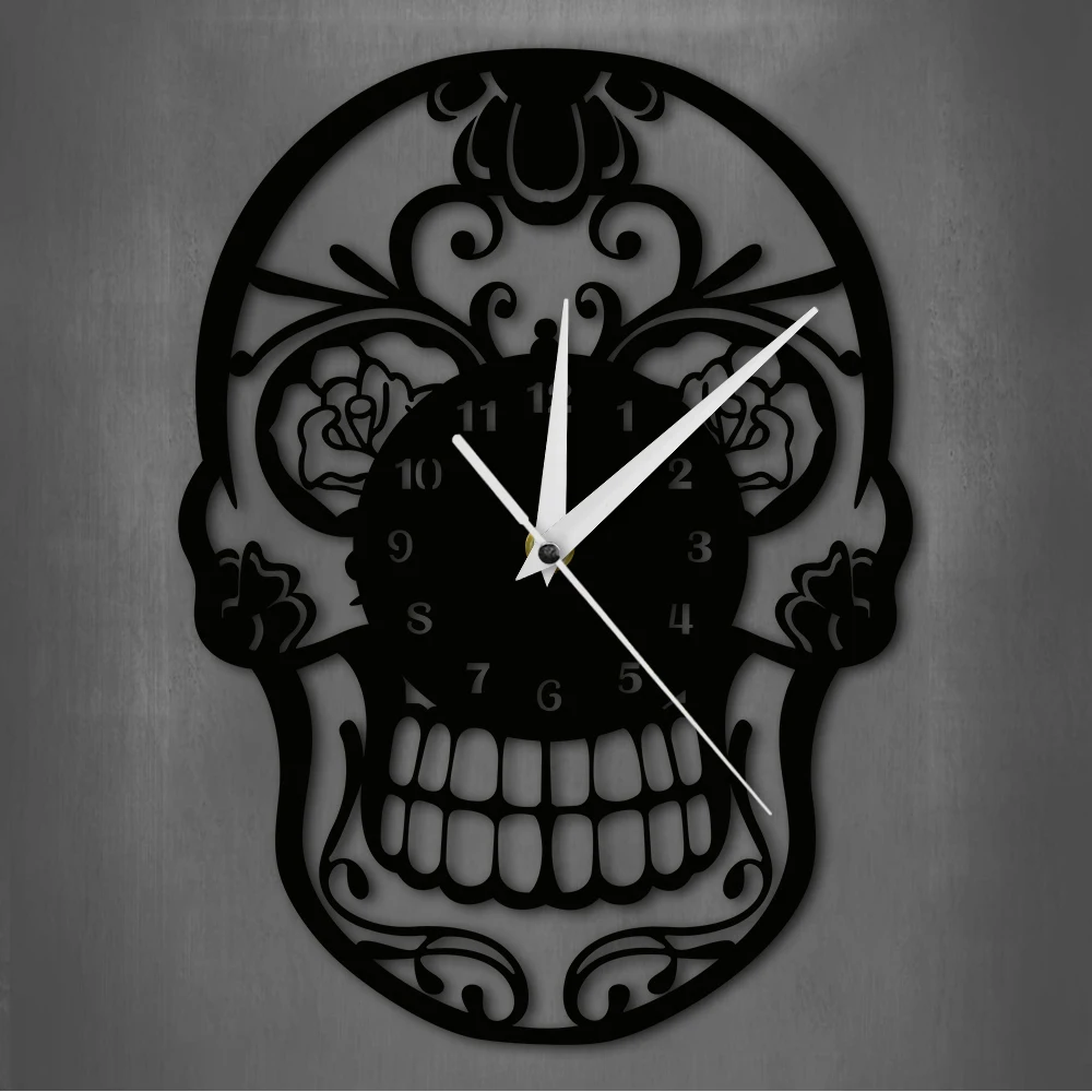 Настенные часы День мертвых сахарных Черепов Мексиканский череп Dia de Muertos
