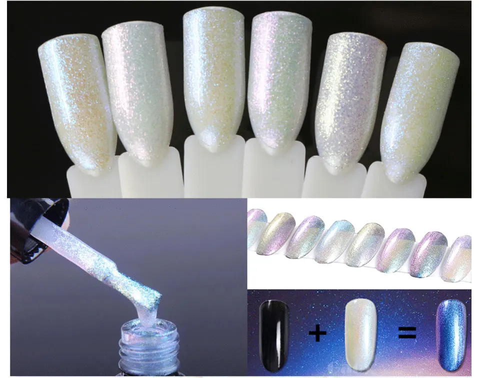Beautilux 1pc Chameleon Glitter Clear Crystal Soak Off Gel Nail Polish UV LED Nails Gel Lacquer Gels Nail Art Varnish 10ml (4)