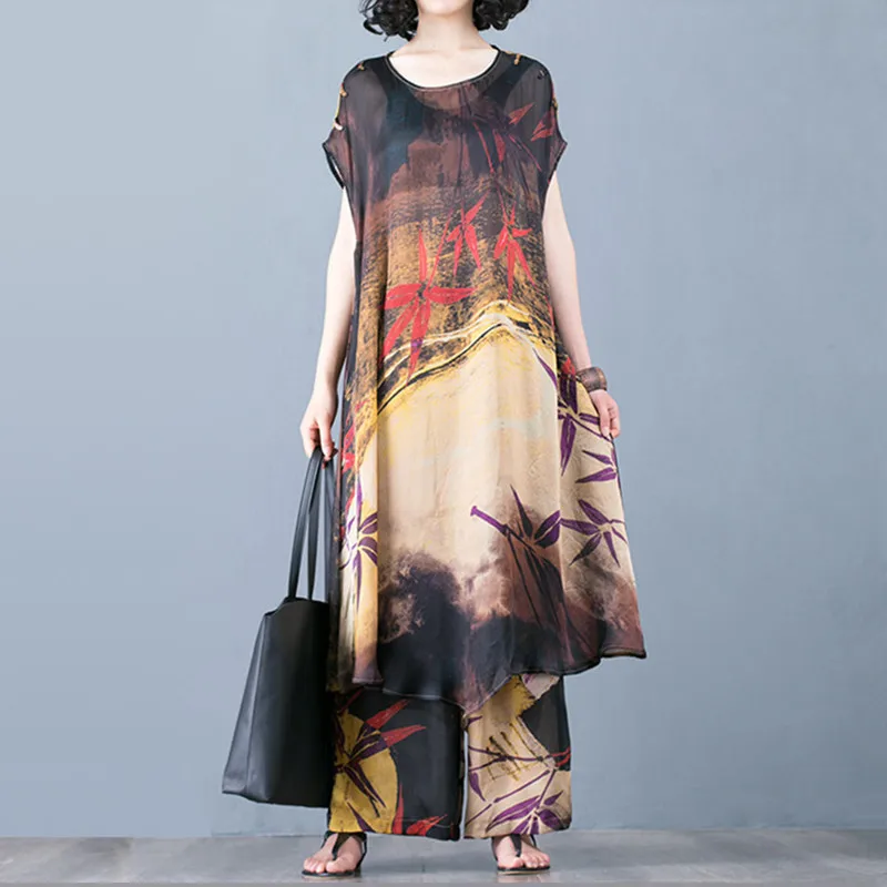 Women 2019 Summer Fashion Suit Printed Short Sleeve Long Tops Wide Leg Pants Casual Sets
Women 2019 Summer Fashion Suit Printed Short Sleeve Long Tops Wide Leg Pants Casual Sets