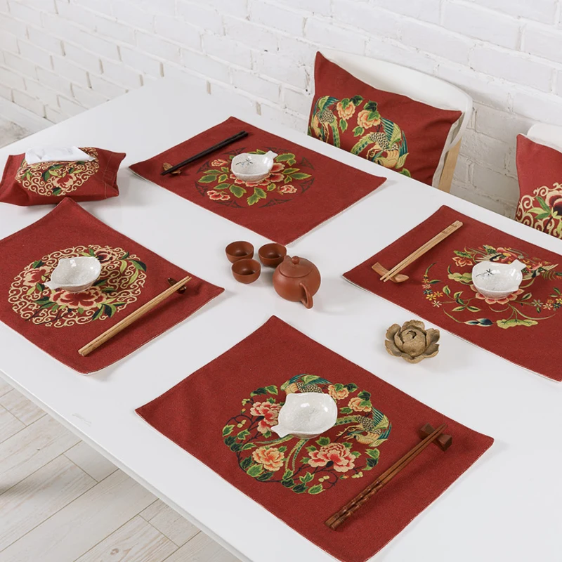Table decor Chinese style Red bottom Festive Flowers Tea mats Western Placemat Coffee mats Double layer Thick Linen Tablecloth
Table decor Chinese style Red bottom Festive Flowers Tea mats Western Placemat Coffee mats Double layer Thick Linen Tablecloth