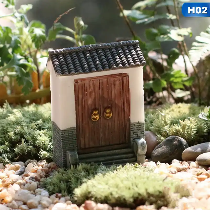 Resin Crafts Open Door Model Mini Fairy Garden Miniatures Diy Doll