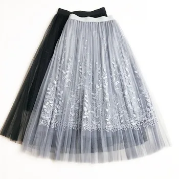 Summer Casual Elegant Women Blue Black Embroidery Mesh Pleated Skirt , Elastic High Waisted Korean Style Ruffle Skirts For Woman
Summer Casual Elegant Women Blue Black Embroidery Mesh Pleated Skirt , Elastic High Waisted Korean Style Ruffle Skirts For Woman