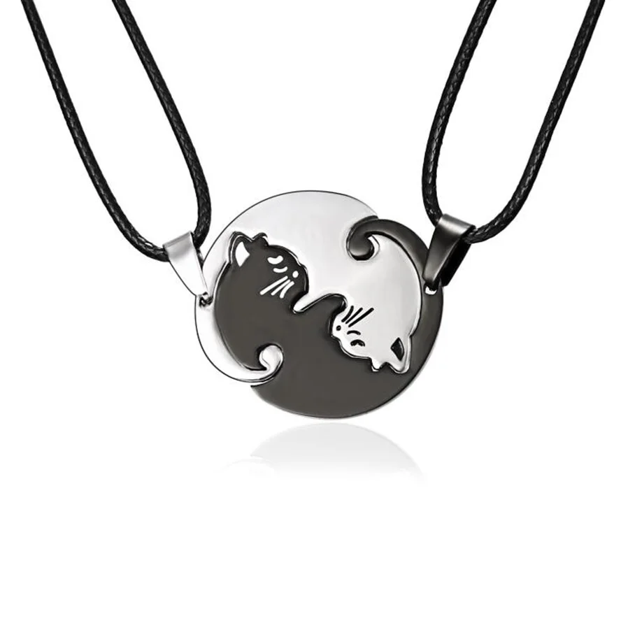High Quality 2 pcs/set Couples Jewelry Necklaces Black white Cat Couple Necklace Titanium Steel animal Cat Pendants BEST GIFT
High Quality 2 pcs/set Couples Jewelry Necklaces Black white Cat Couple Necklace Titanium Steel animal Cat Pendants BEST GIFT