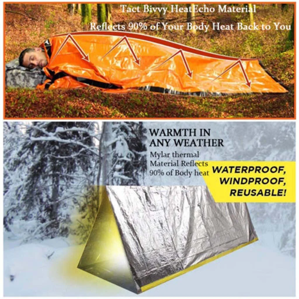Emergency sleeping bag with thermal insulation and moisture-proof mat in emergency tent Outdoor Survival Camping Hiking A3059
Emergency sleeping bag with thermal insulation and moisture-proof mat in emergency tent Outdoor Survival Camping Hiking A3059