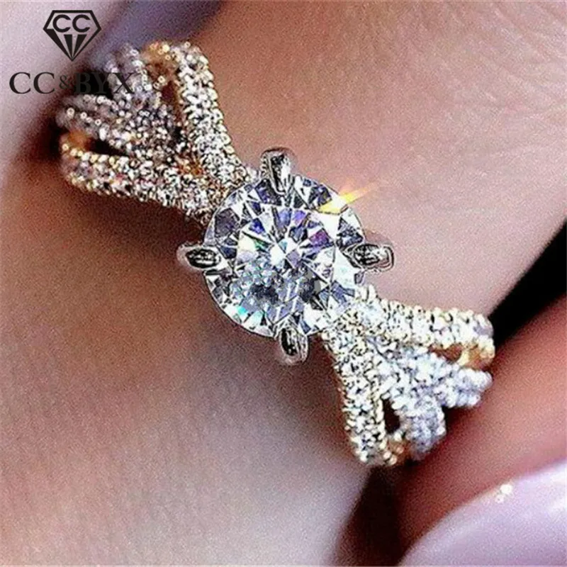 CC Wedding Rings For Women Classic Jewelry Cubic Zirconia Round Stone Bridal Engagement Ring Bijoux Femme Drop Shipping CC2300 | Украшения