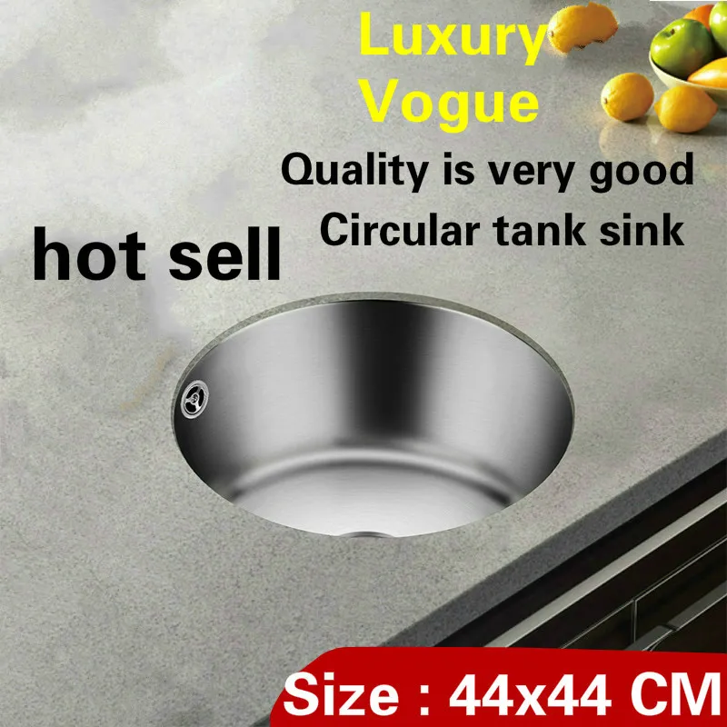 

Free shipping Hot sell food grade 304 stainless steel fashion kitchen balcony circular tank sink single slot 44x44 CM