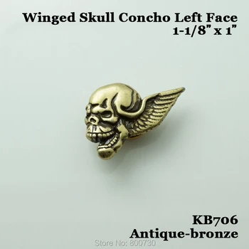 (KB706) 10pc 1-1/8'' (3.0cm) Winged Skull Concho Left Face Western Concho Antique-Bronze
(KB706) 10pc 1-1/8'' (3.0cm) Winged Skull Concho Left Face Western Concho Antique-Bronze