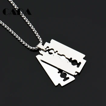 2019 New well polished 316L stainless steel mens stylish jewelry necklace 2pcs shaving blade pendant with 27.5" chain CAGF0308
2019 New well polished 316L stainless steel mens stylish jewelry necklace 2pcs shaving blade pendant with 27.5" chain CAGF0308